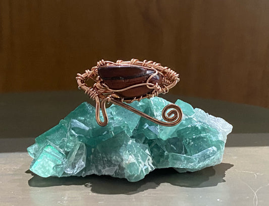 COPPER+RED TIGERS EYE “EYE OF HERU” RING