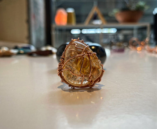 COPPER+CITRINE RING