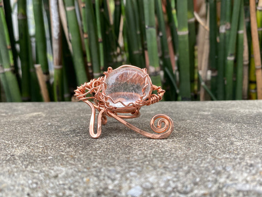 COPPER+CLEAR QUARTZ EYE OF HERU RING