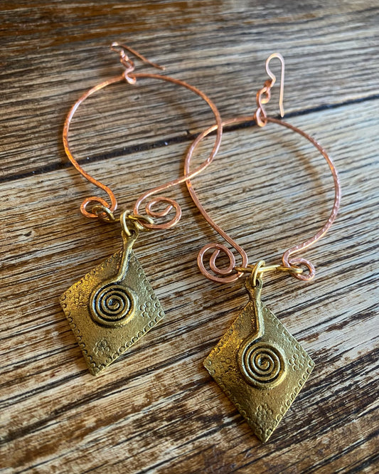 ✨ACT OF CREATION✨COPPER+BRASS EARRINGS