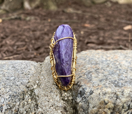 BRONZE+CHAROITE RING