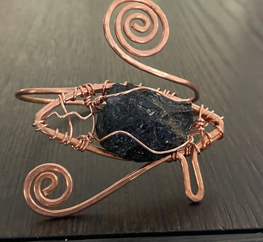 COPPER+BLACK TOURMALINE EYE BRACELET