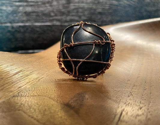 CHUNKY COPPER SHUNGITE RING