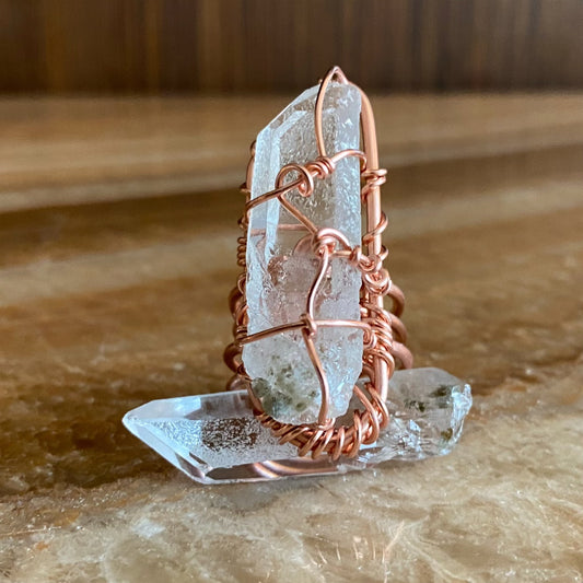 COPPER+CLEAR QUARTZ RING