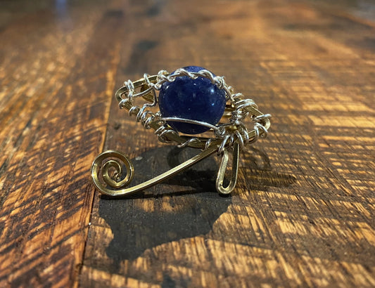 BRONZE+SILVER+SODALITE EYE OF AUSET RING