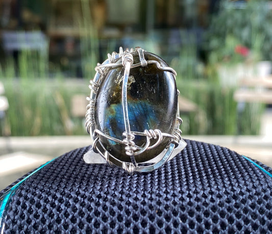 SILVER+LABRADORITE RING