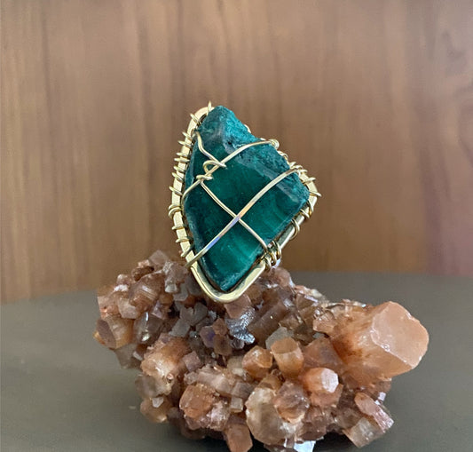 BRONZE+MALACHITE RING