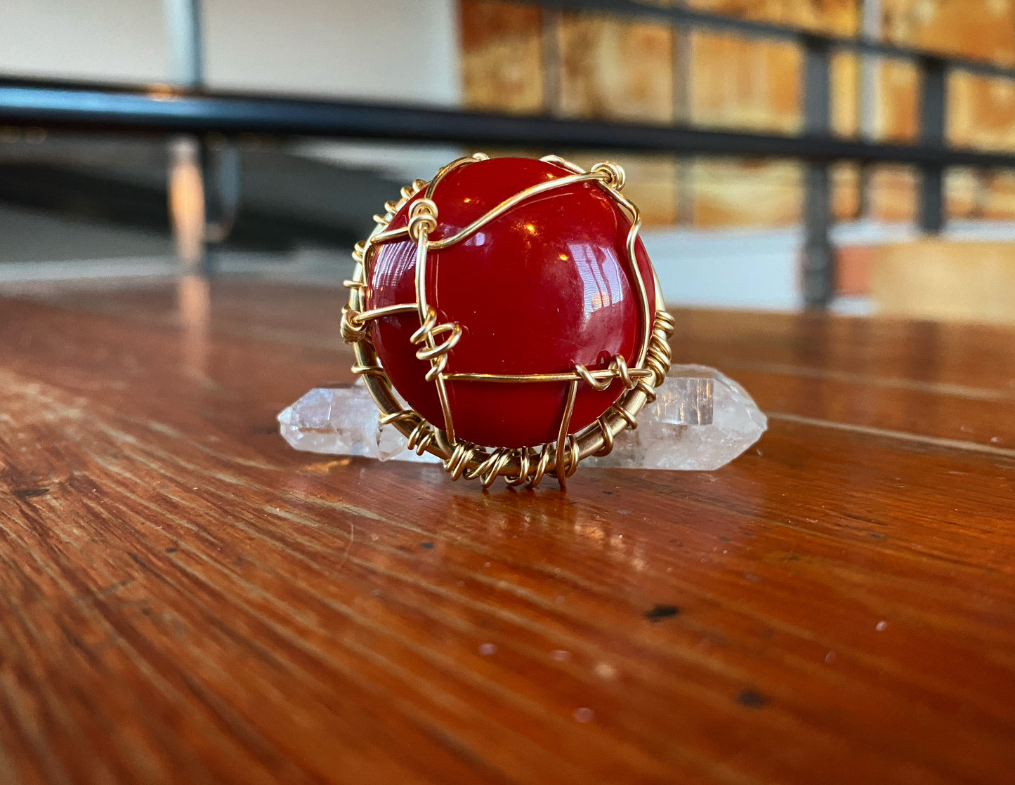 BRONZE+ENHANCED RED JASPER RING
