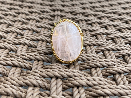 BRONZE+ROSE QUARTZ RING