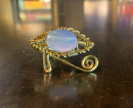 BRONZE+CHALCEDONY EYE OF HERU RING