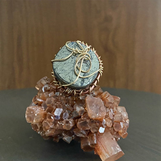 COPPER+BRONZE+PYRITE RING