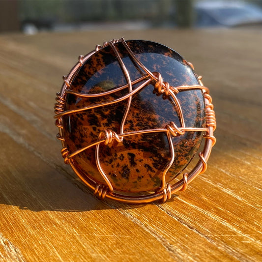 COPPER+MAHOGANY OBSIDIAN RING