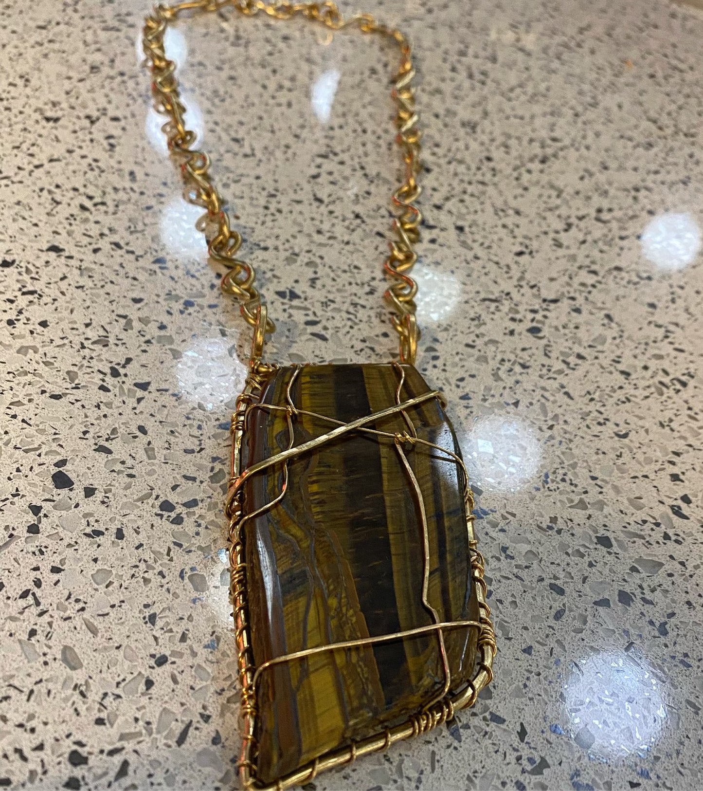 BRONZE+TIGERS EYE S-LINK NECKLACE