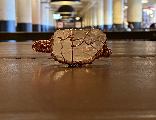 COPPER+CLEAR QUARTZ CUFF BRACELET