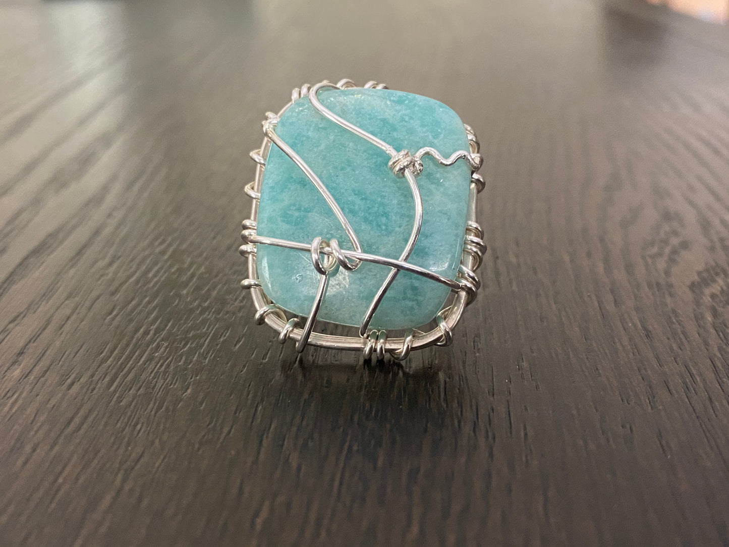 SILVER+AMAZONITE RING