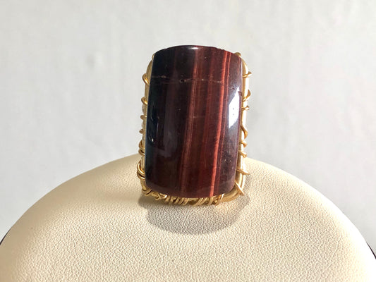 BRONZE+RED TIGERS EYE RING